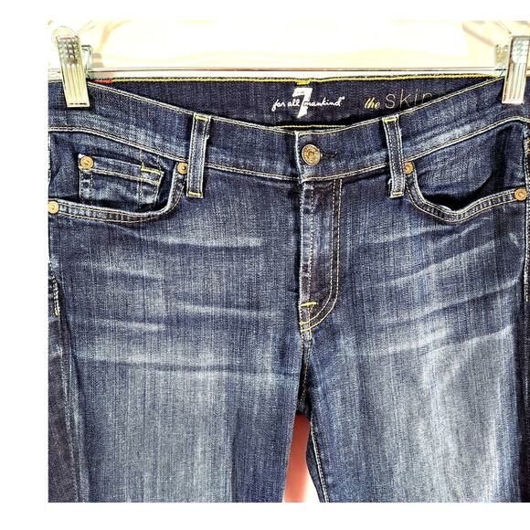 7 For All Mankind the Skinny Jeans Size 29 Natural Crease Dark Wash Low Rise - Picture 1 of 13